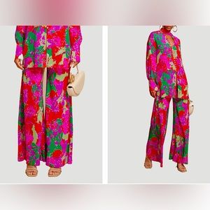Cult Gaia - Beckett Pant in Abstract Garden fabric | 100% silk